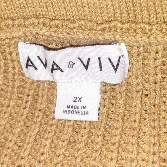 AVA & VIV Pullover 1/4 Zip Sweater Tan Womens Size 2X Long Sleeve - Picture 5 of 6